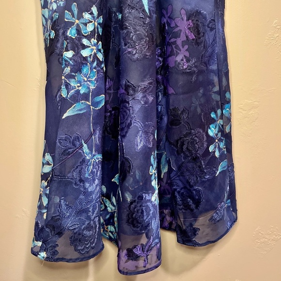 Vintage Angelique Purple & Blue Sheer Chiffon Floral Negligee Lingerie Slip Dres - Picture 16 of 16